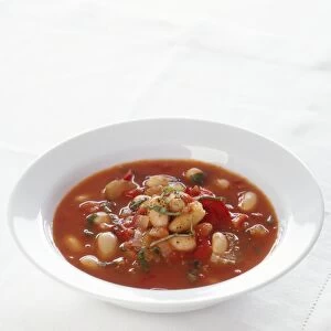 Bowl of tomato and bean soup