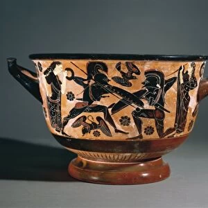 Calcidian skyphos (two-handled wine-cup) depicting Achilles and Memnon
