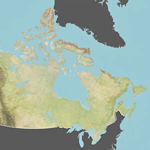 Canada, Relief Map With Border and Mask