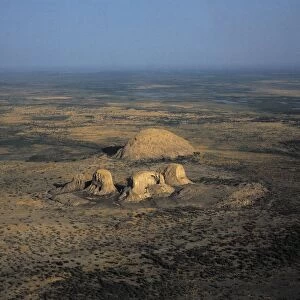 Chad, Aerial view of Lake Chad and its famous rocks, when lake level rising rocks surrounding by water