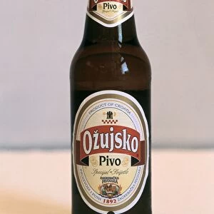 Croatia, bottle containing Ozujsko beer