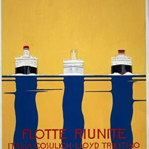 Crociere Mediterranee, Mediterranean cruise advertising for Italia Cosulich Lloyd Triestino. Sketch by Oscar Hermann Lamb