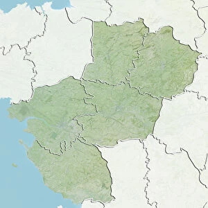 Departement of Loire-Atlantique, France, Relief Map