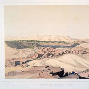 Desert and Quarries - Aswan, with the Island of Elephantine, c1855. : lithograph