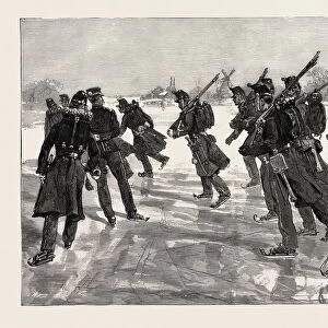 Dutch Soldiers Drilling on the Ice on the Amstel, Holland, the Netherlands, 1888