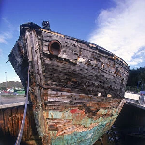 The Edwin Fox, formerly a convict transport ship on the Picton foreshore, South Island, New Zealand