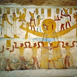 Egypt - Bahariya Oasis, Tomb of Pa Nentwy. Detail of mural paintings of the Late Period, Dynasty XXVI, 663-525 BC