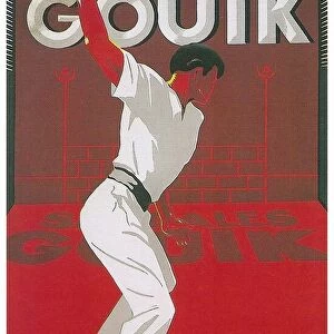 France: Advertisement for Sandales Gouik featuring a Pelote Basque player, c. 1925