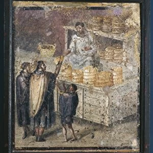Fresco with distribution of bread from Tablinum at Pompeii