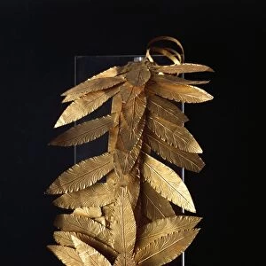 Gold crown designed in form of laurel leaves from Vulci, Montalto di Castro, Viterbo, circa 350 b. c