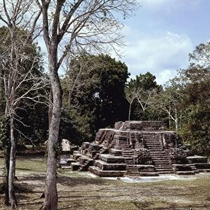 Guatemala, El Peten, Maya archeological site of Uaxactun (Waxaktun), Temple of the Masks, astronomical observatory