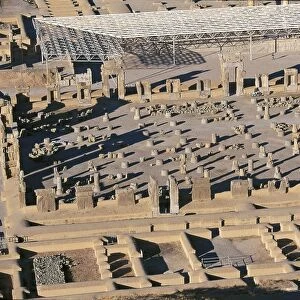 Iran, Persepolis, Throne Hall, or Hall of Hundred Columns, aerial view