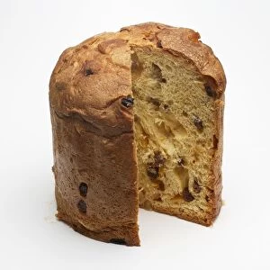 Italian Panettone bread with slice removed