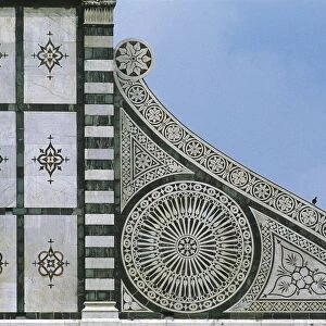 Italy, Tuscany Region, Florence Province, Florence, Old Town, Basilica of Santa Maria Novella, S-curved volutes on facade