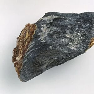Jamesonite in rock groundmass, close-up