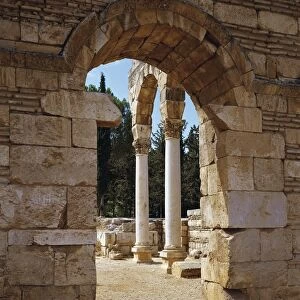 Lebanon. Bekaa Valley. Palace gate at Ancient Umayyad Anjar (UNESCO World Heritage List, 1984)