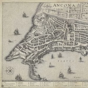 Map of Ancona, engraving