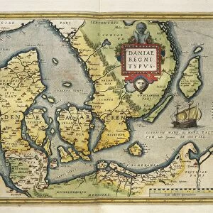Map of Denmark, from Theatrum Orbis Terrarum by Abraham Ortelius, 1528-1598, Antwerp, 1570