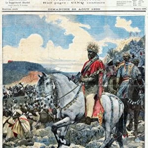 Menelik II (1844-1913) King (Negus) of Ethiopia from 1889. Le Petit Journal