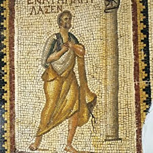 Mosaic depicting man looking at sundial, from ancient Daphne (Turkey)