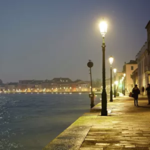 Night view on Fondamenta della Giudecca, Venice, Veneto, Italy, Europe