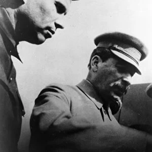 Nikita khrushchev and joseph stalin, may 1, 1932