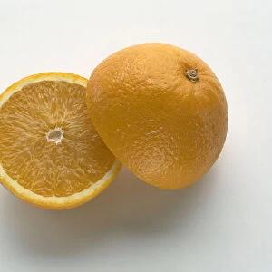 Orange cut in half, close-up