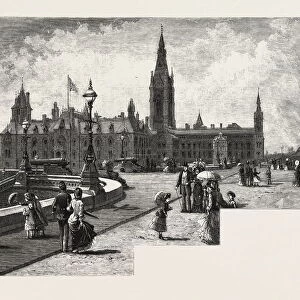 Ottawa, Western Block, Departmental Buildings, Canada, Nineteenth Century Engraving