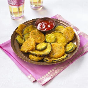 Pakora fritters with dipping sauce
