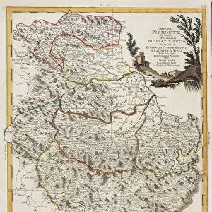Piedmont region and County of Nice. Map by Antonio Zatta from Nuovo Atlante, Venice, Copper engraving. 1782