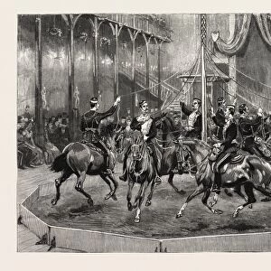Plaiting the Maypole on Horseback, 1888 Engraving