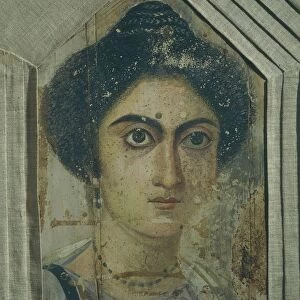 Portrait of young woman, tempera painting on wood