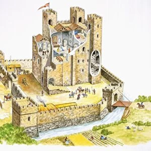 Reconstructed feudal castle, illustration
