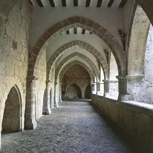 Spain, Navarra, Route of Santiago de Compostela, Monastery church in Roncesvalles (Iglesia Colegiata de Santa Maria), portico