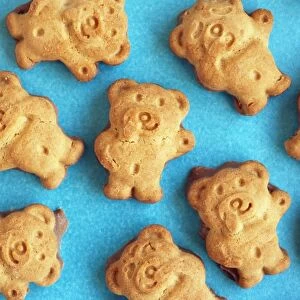Teddy shaped biscuits, close-up