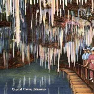 Touring Crystal Caves. ca. 1935, Bermuda, Crystal Caves, Bermuda