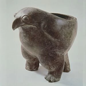 Tripod ding, black pottery food vessel shaped as owl