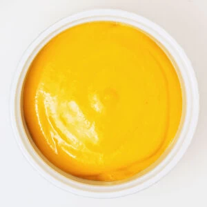 Above view of a bowl of mustard