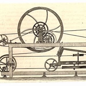 Side view of the spinning mule perfected in 1779 by Samuel Crompton (1753-1827) English