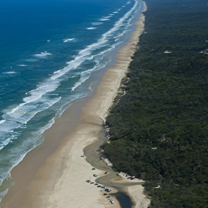 Aerial view, 75 Mile Beach, Fraser Island, Queensland, Australia