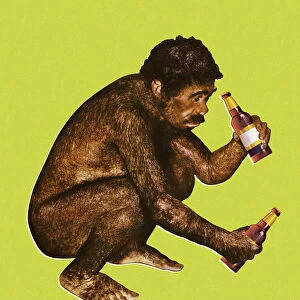 Ape Man Drinking Beer