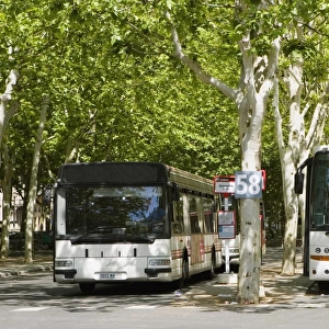 Buses on the road, Quinconces Station, Bordeaux, Aquitaine, France