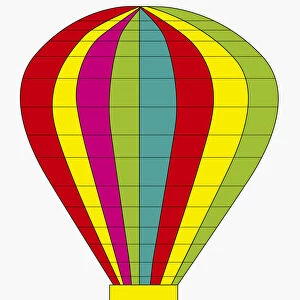 Digital illustration of colourful hot air balloon