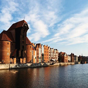 Gdansk skyline at Motlawa River waterfront, Poland