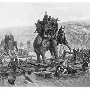 Hannibal crossing the Rhone engraving 1894