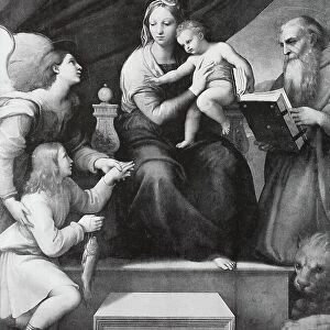 Madonna del Pesce, by Raffaello Sanzio da Urbino, also Raffael da Urbino, Raffaello Santi, Raffaello Sanzio, Raphael, Italian painter, Italy, digitally restored reproduction of a work of art (public domain) from c. 1500