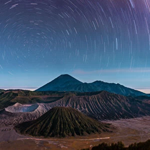 Mountain Bromo and the star trails