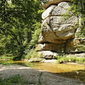 Rabenstein rock and Klambach creek, a gorge near Klam, Muehlviertel region, Upper Austria, Austria, Europe