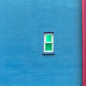 Red pipe on Blue Wall