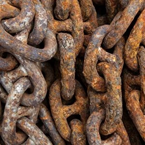 Rusted iron chain in the port, Husavik, Iceland